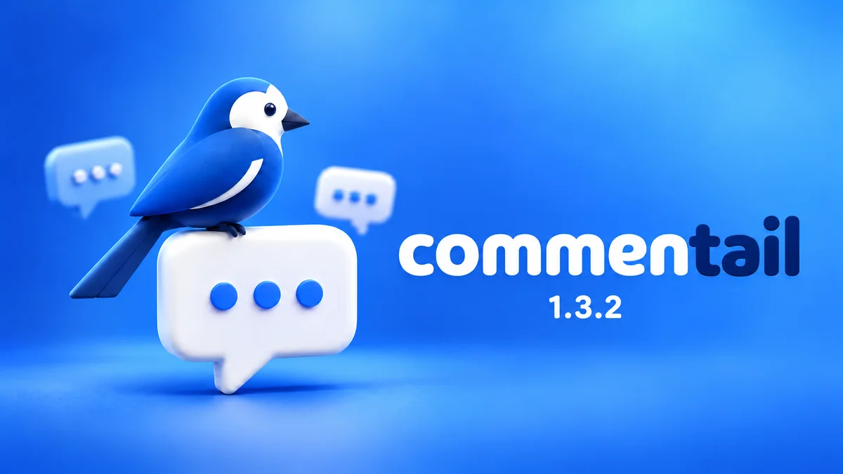 The blue Commentail bird on a speech bubble, version 1.3.2.