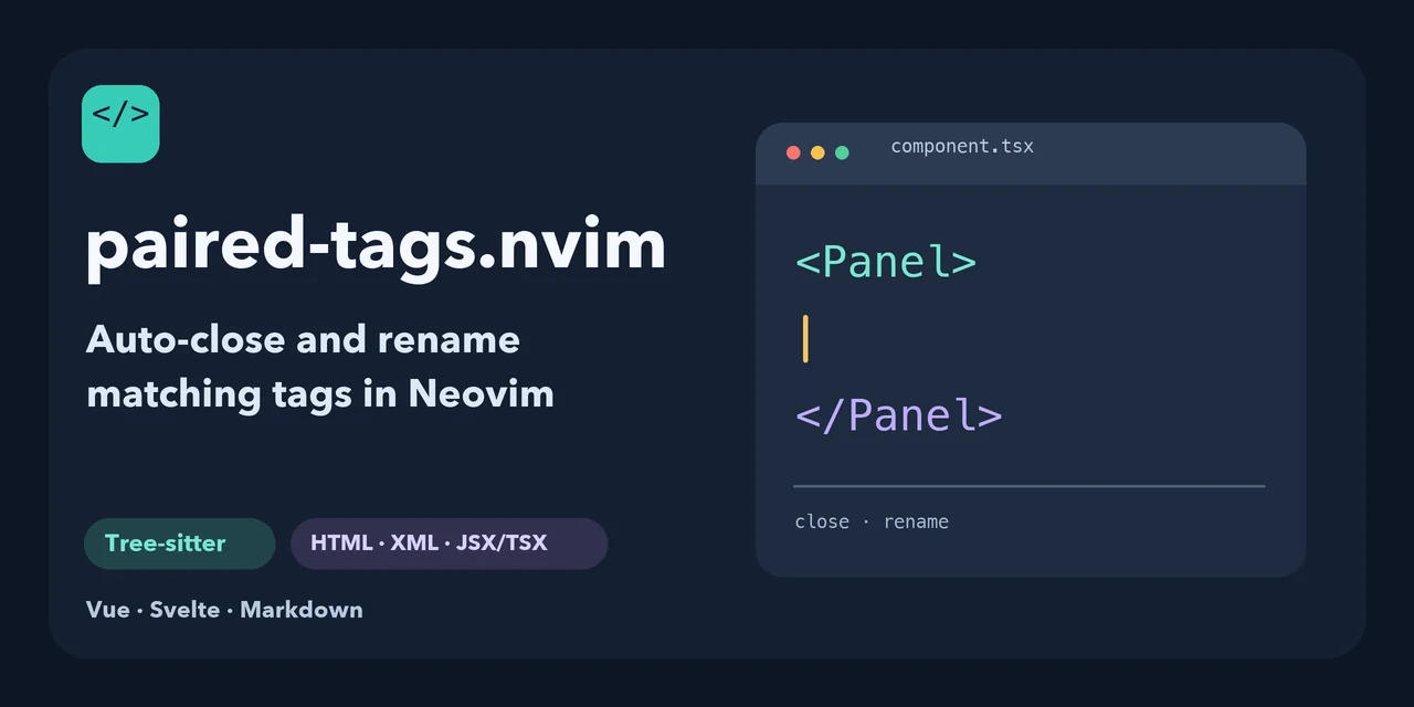 Официальная обложка paired-tags.nvim